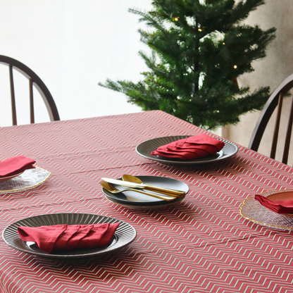 All Over Red Chevron Tablecloth