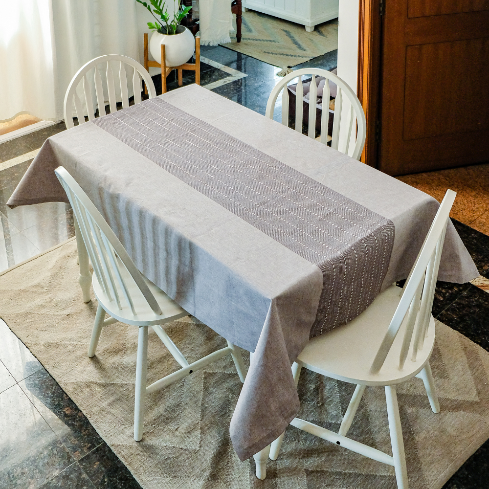 Woven Winter Grey Tablecloth