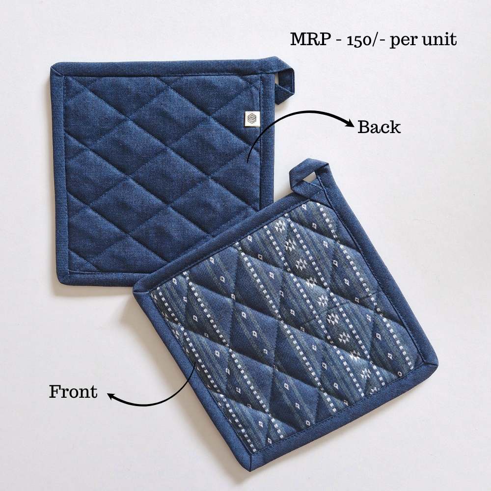 Wipeable & Reversible Pot Holder - Aegean Blue