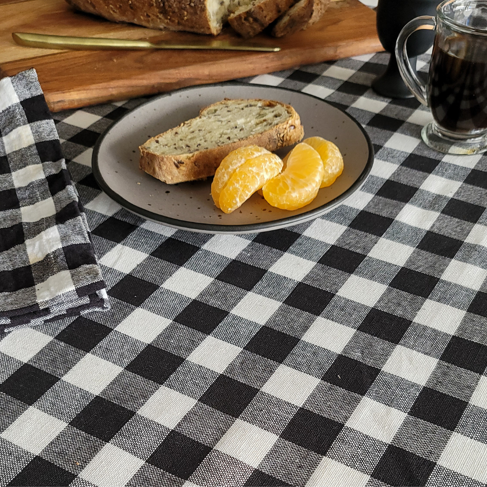 Bed & Breakfast - Black Gingham checks Tablecloth