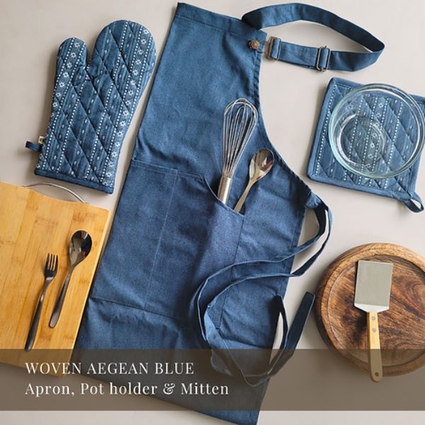 Kitchen Essentials Set - Apron + Mitten + Potholder