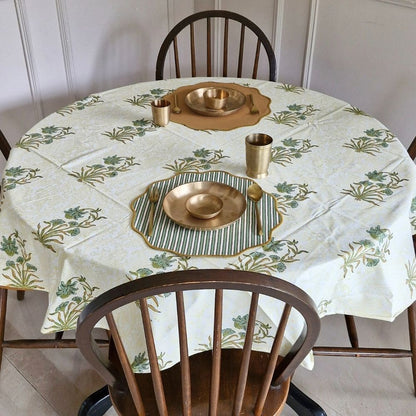 Whispering Willow Tablecloth Green and Pale Yellow