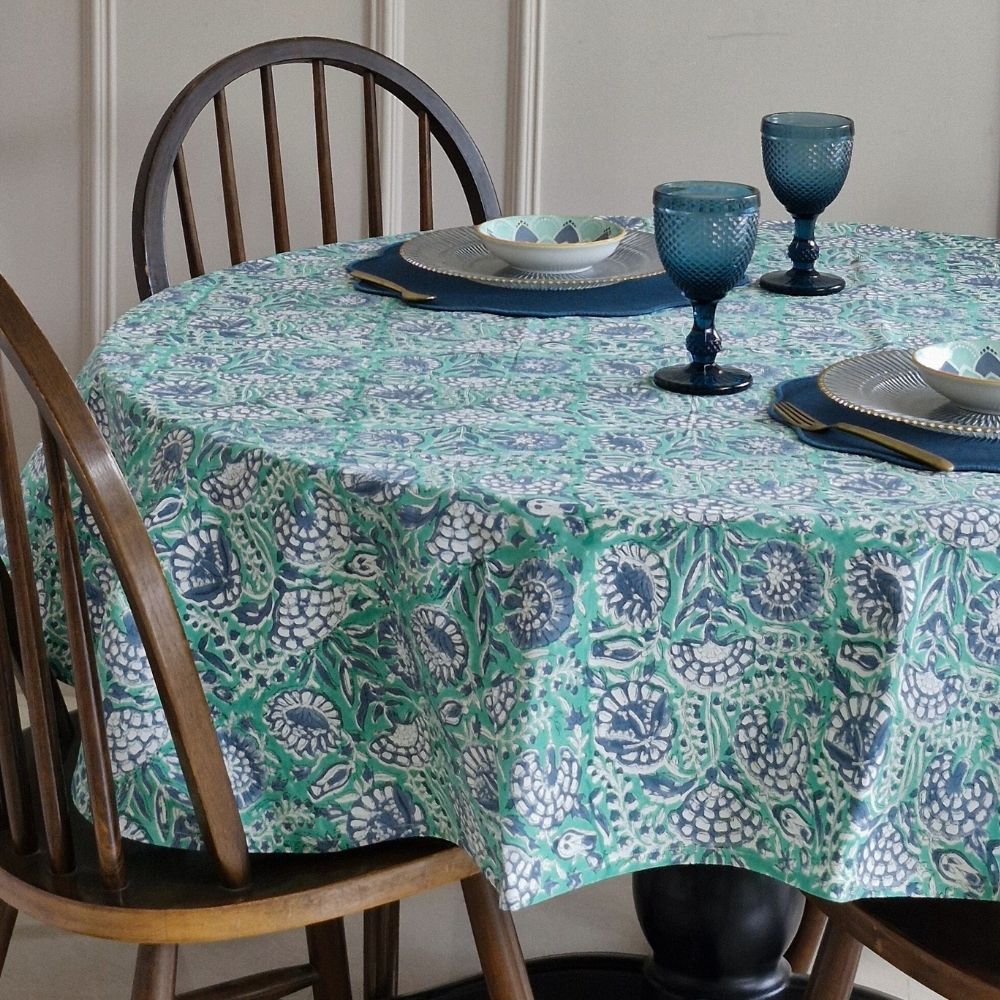 Tranquil Teal Tablecloth Teal