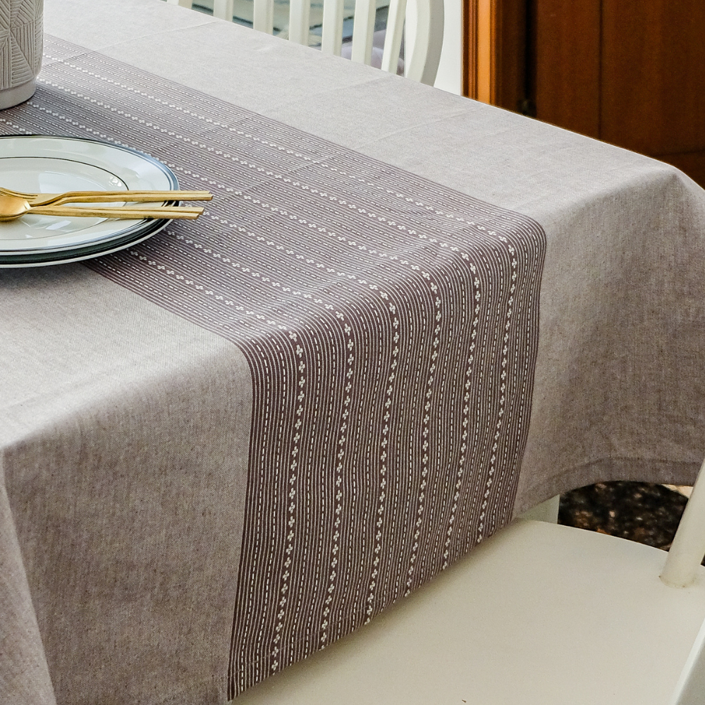 Woven Winter Grey Tablecloth