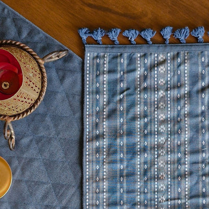 Woven Aegean Blue Reversible Runner Blue