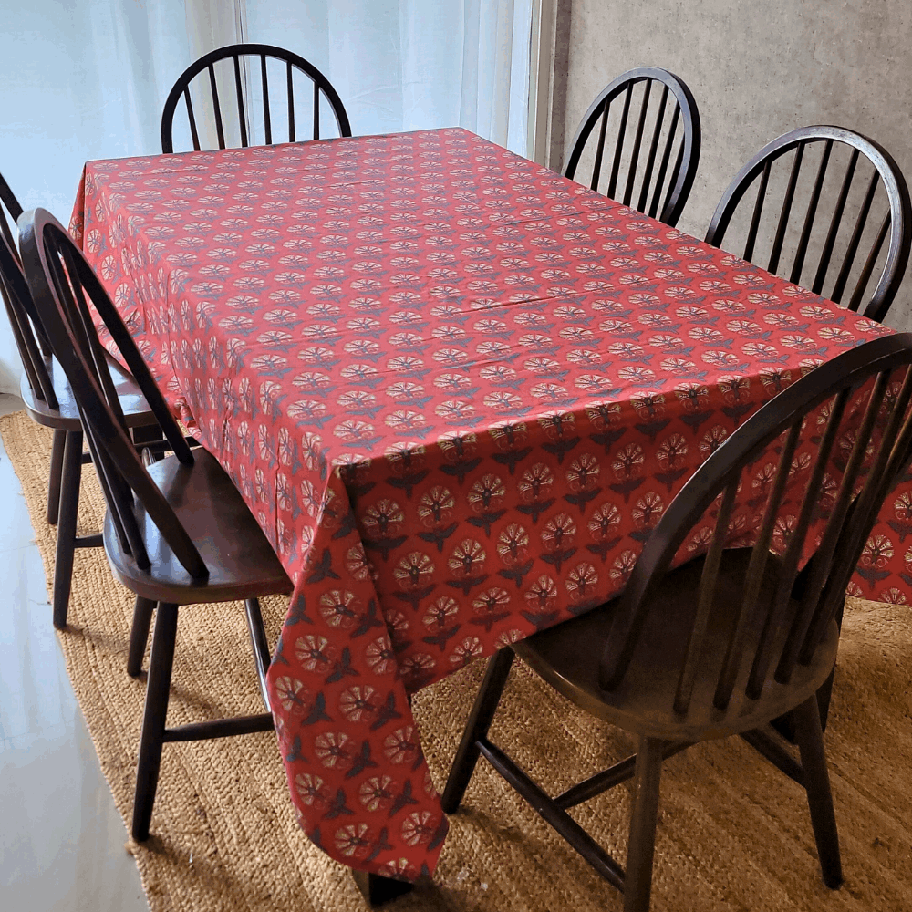 Festive Coral Tablecloth