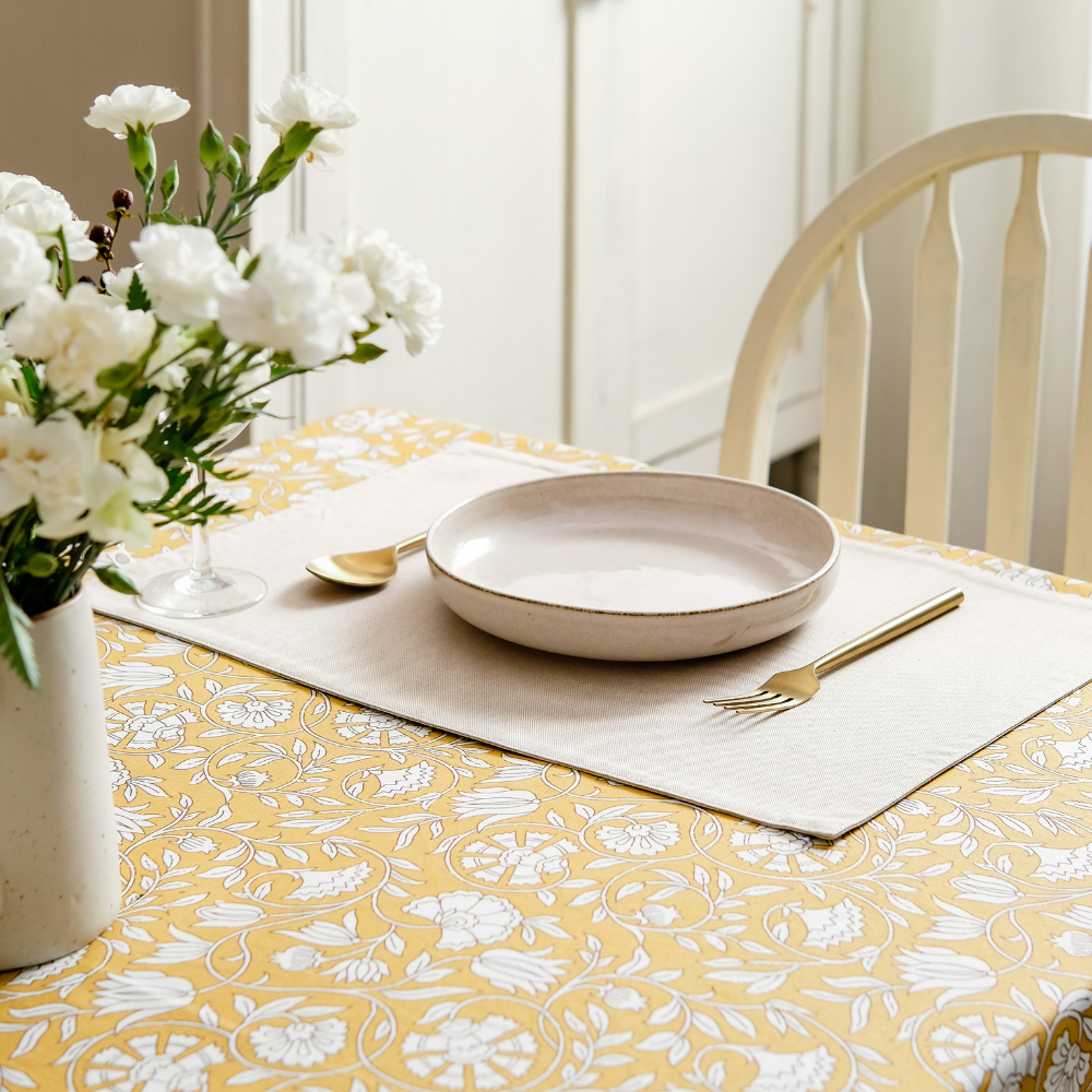 Mustard Fields Cotton Tablecloth