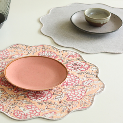 Blushing Meadows & Woven Grey Placemats