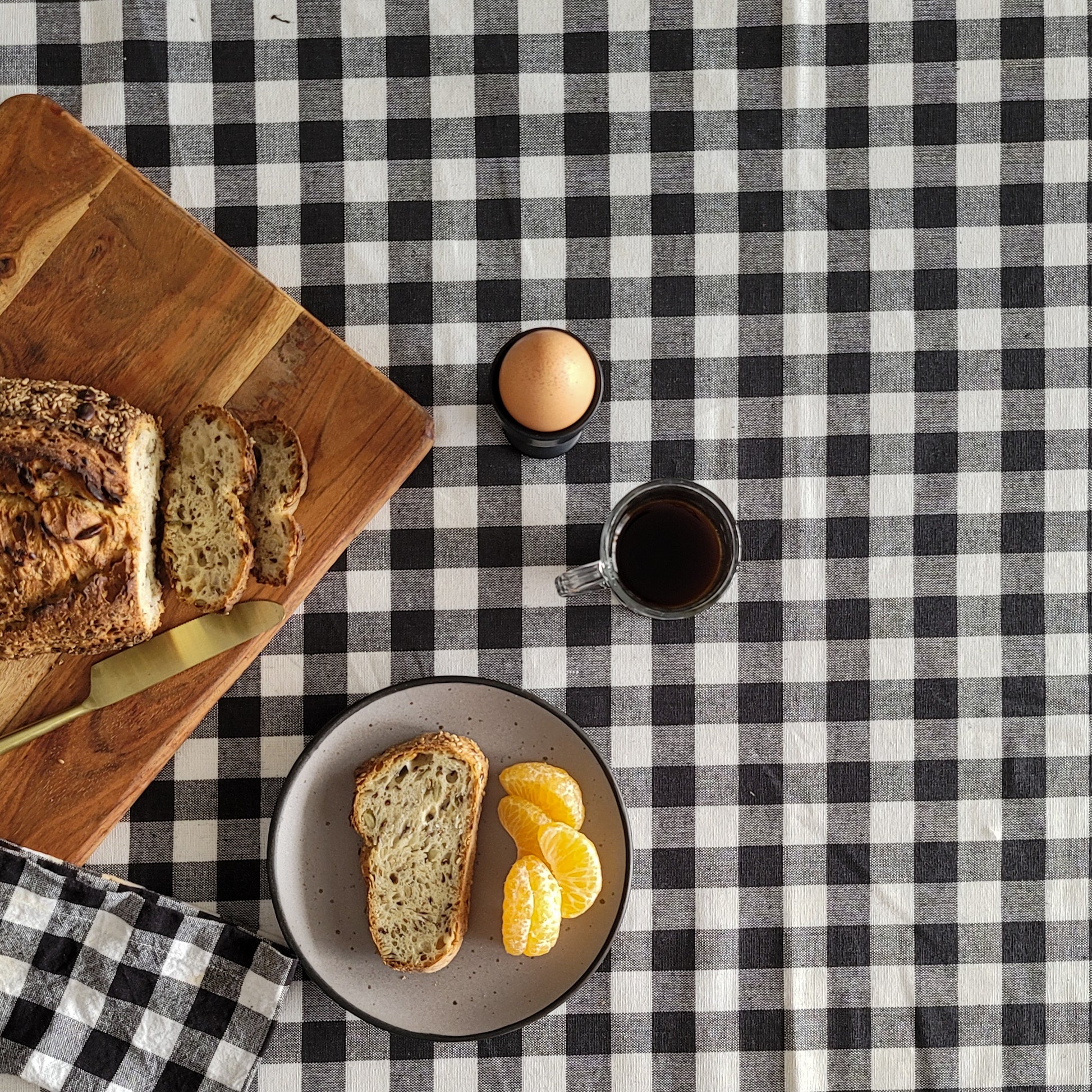 Bed & Breakfast - Black Gingham checks Tablecloth