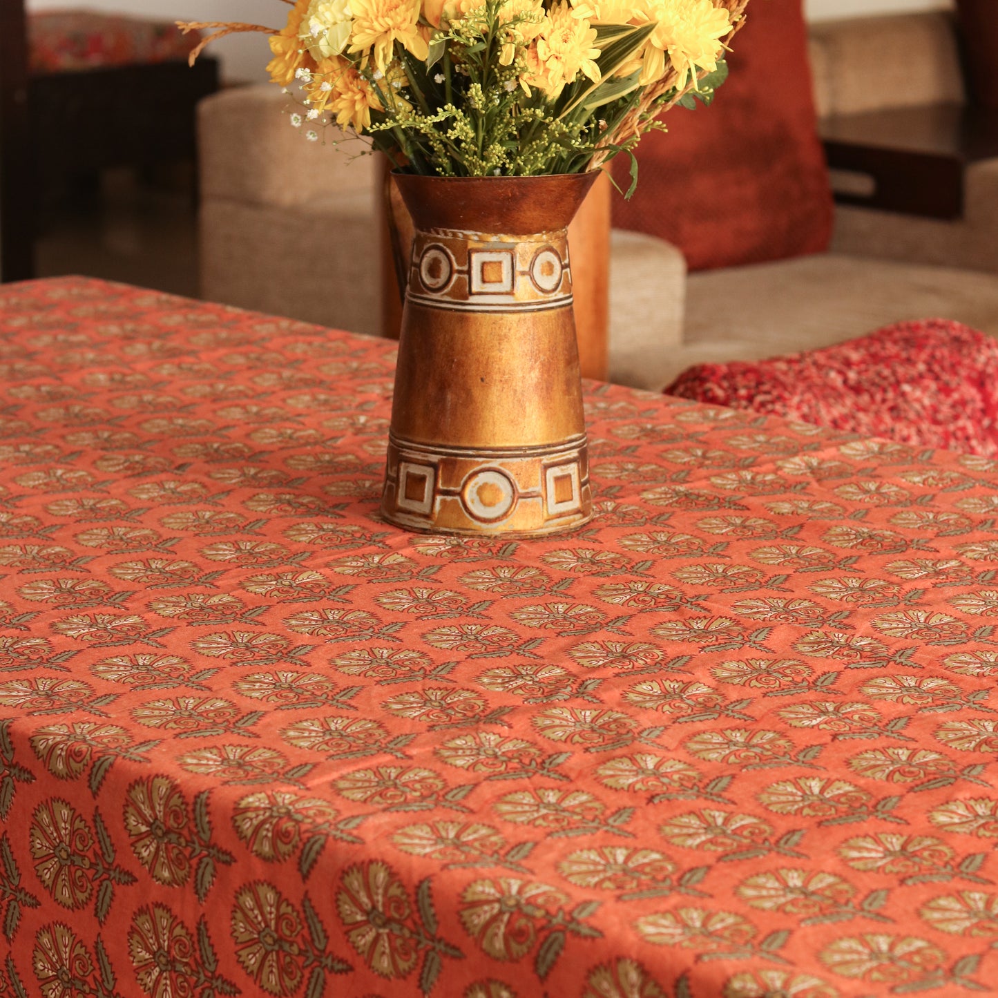 Festive Coral Tablecloth