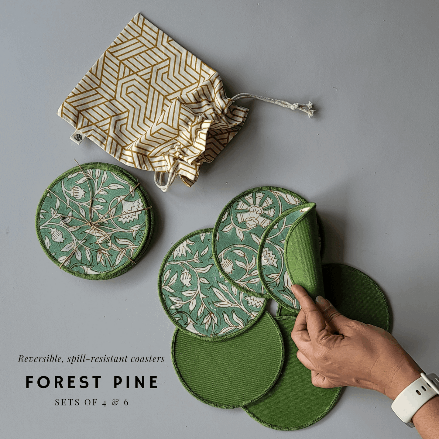 Cotton Coasters Forest Pine