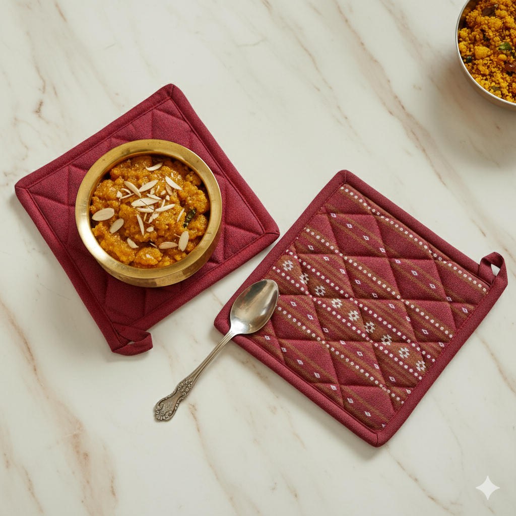 Wipeable & Reversible Pot Holder - Ruby Red