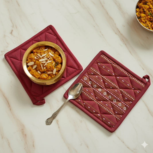 Wipeable & Reversible Pot Holder - Ruby Red