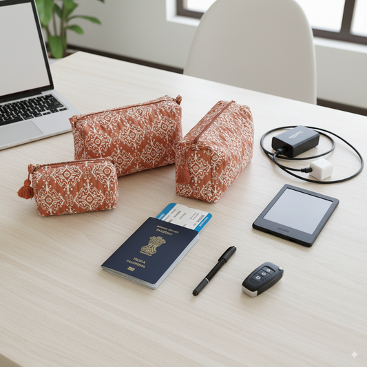 Quilted Pouches - Agra Red