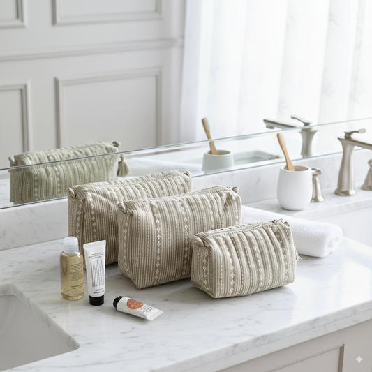 Quilted Pouches - Woven Desert Sand