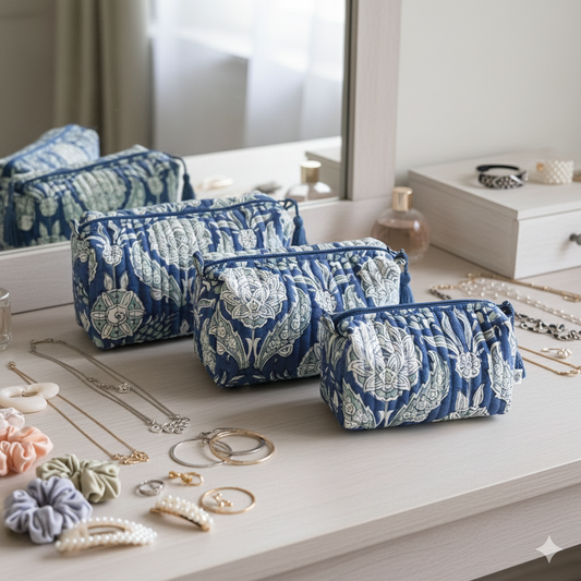 Quilted Pouches - Stormy Skies