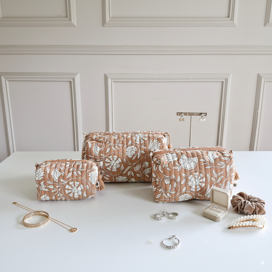 Quilted Pouches - Dusty Rose