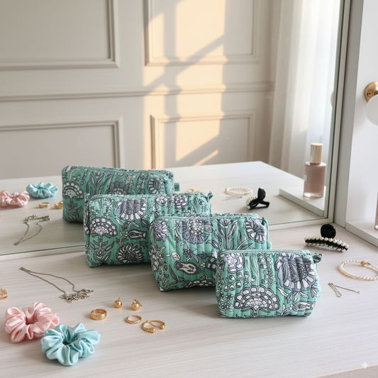 Quilted Pouches - Tranquil Teal
