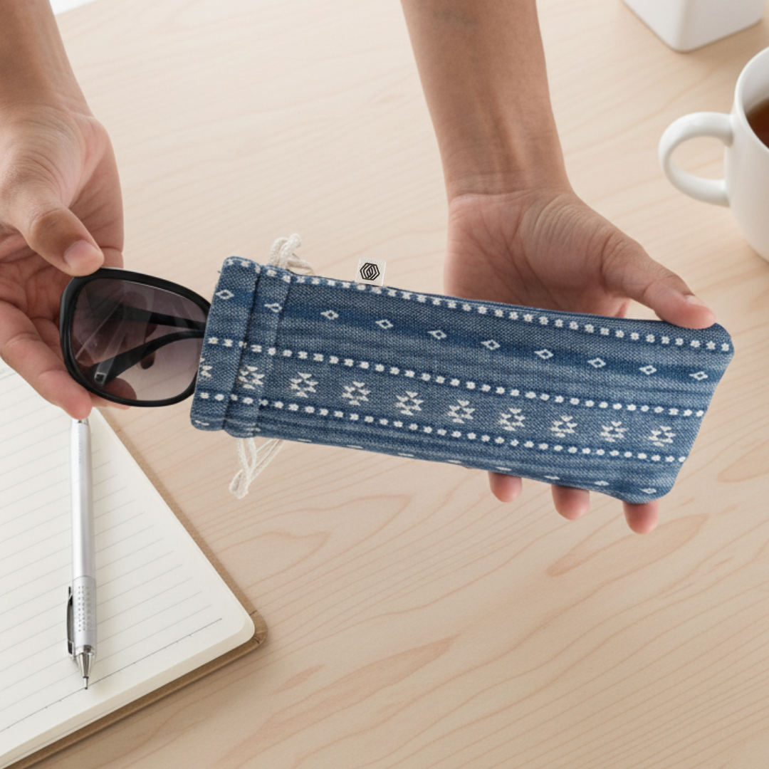 Optical Pouch - Woven Aegean Blue