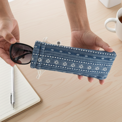 Optical Pouch - Woven Aegean Blue