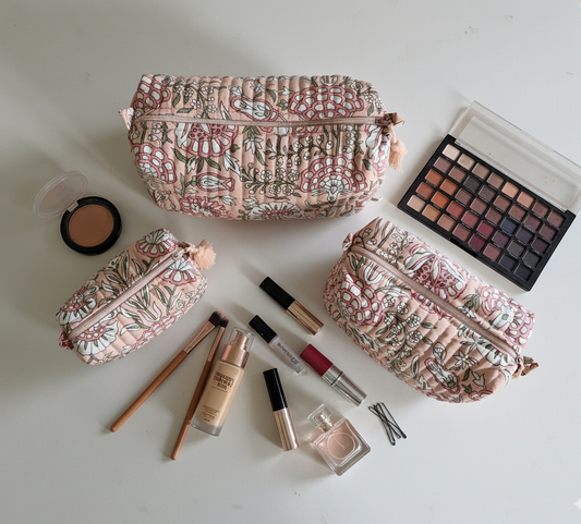 Quilted Pouches - Blushing Meadows