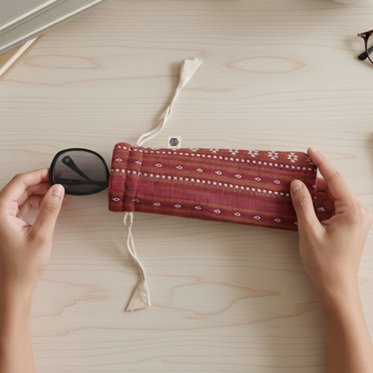 Optical Pouch - Woven Ruby Red