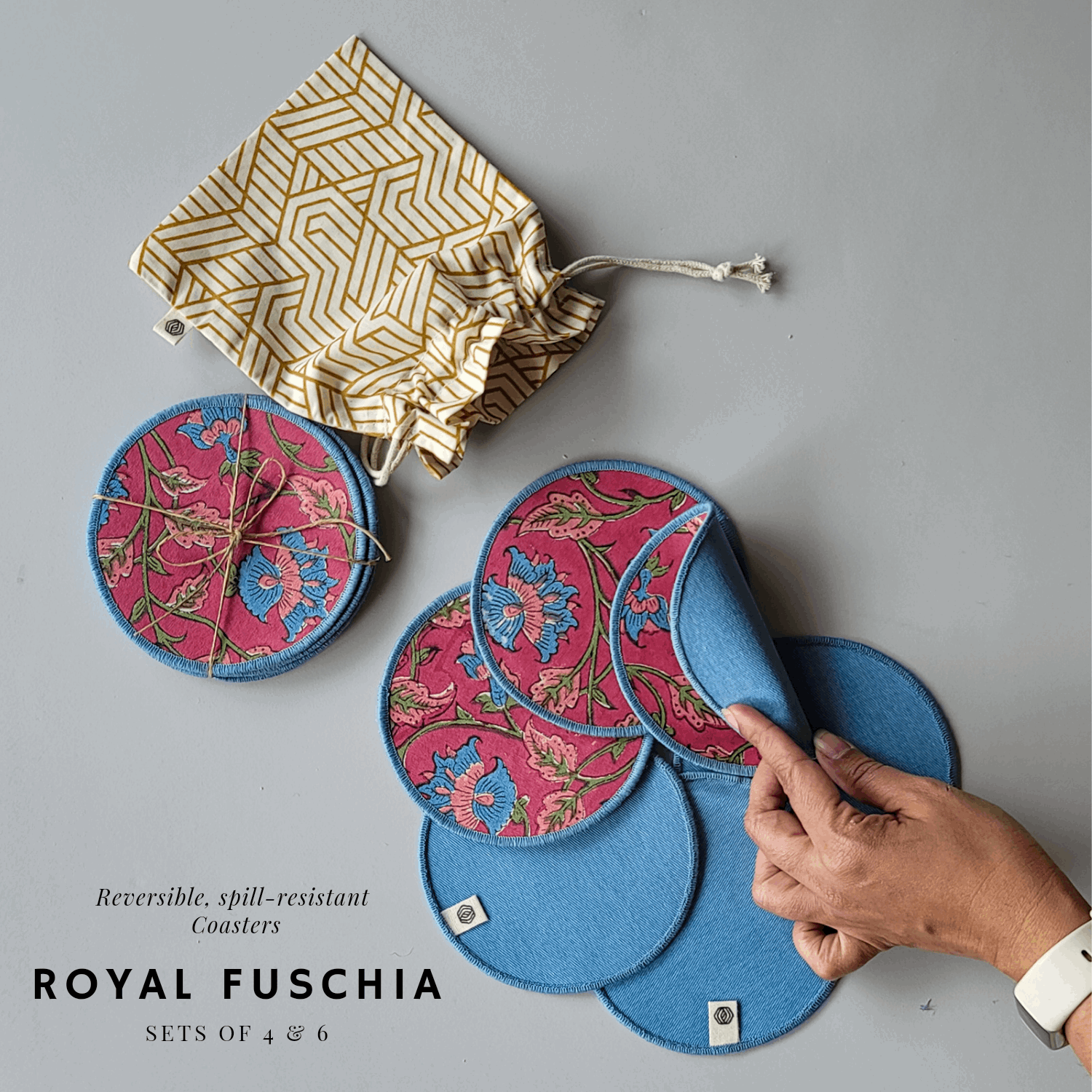 Cotton Coasters Royal Fuschia