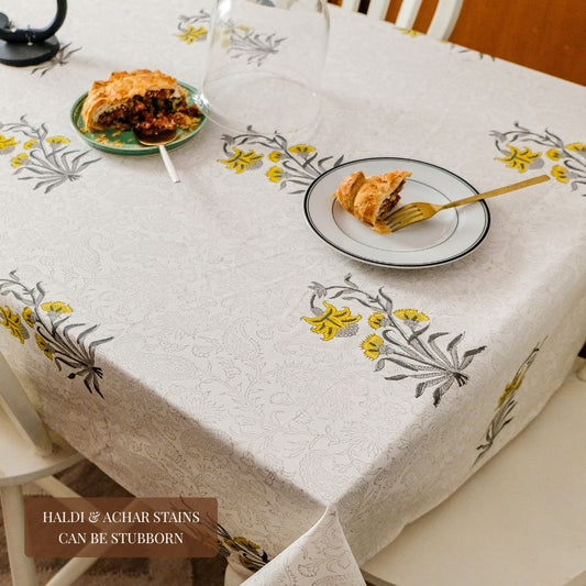 Ochre Falling Flower Tablecloth