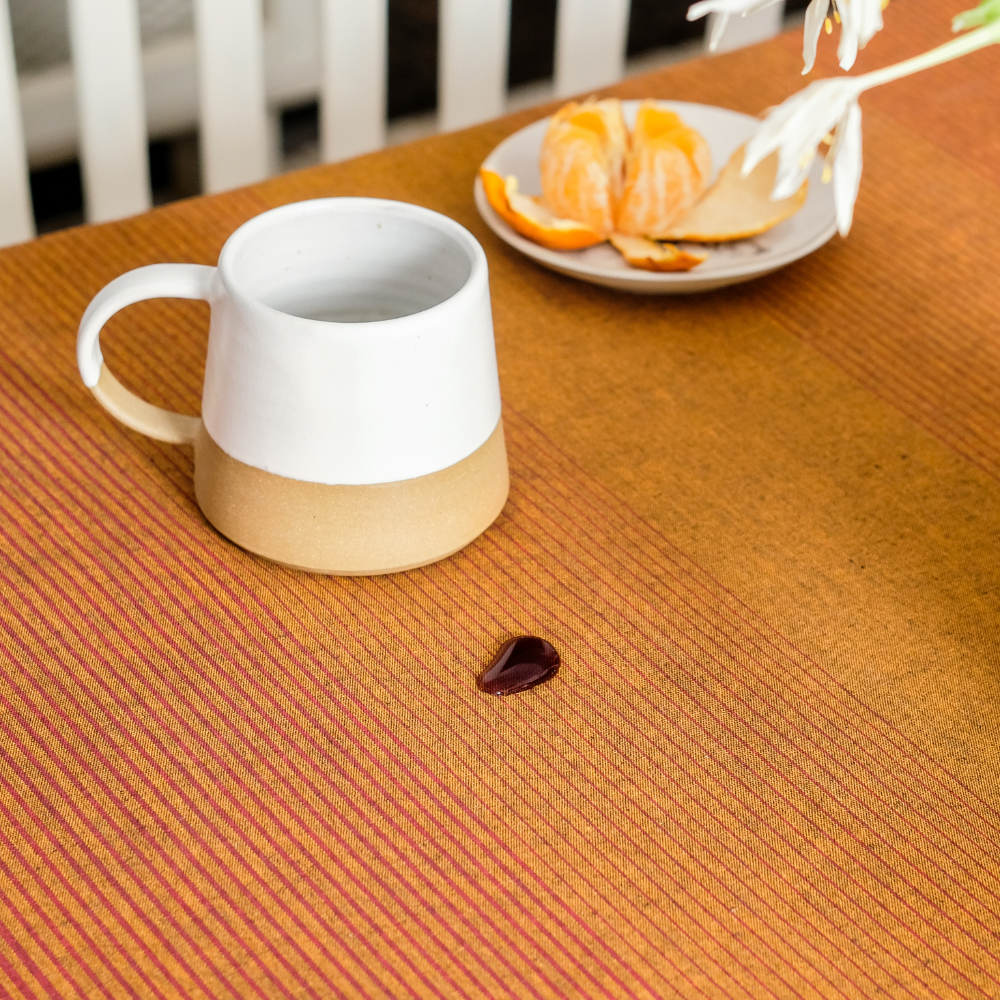 Coffee stains on tablecloth