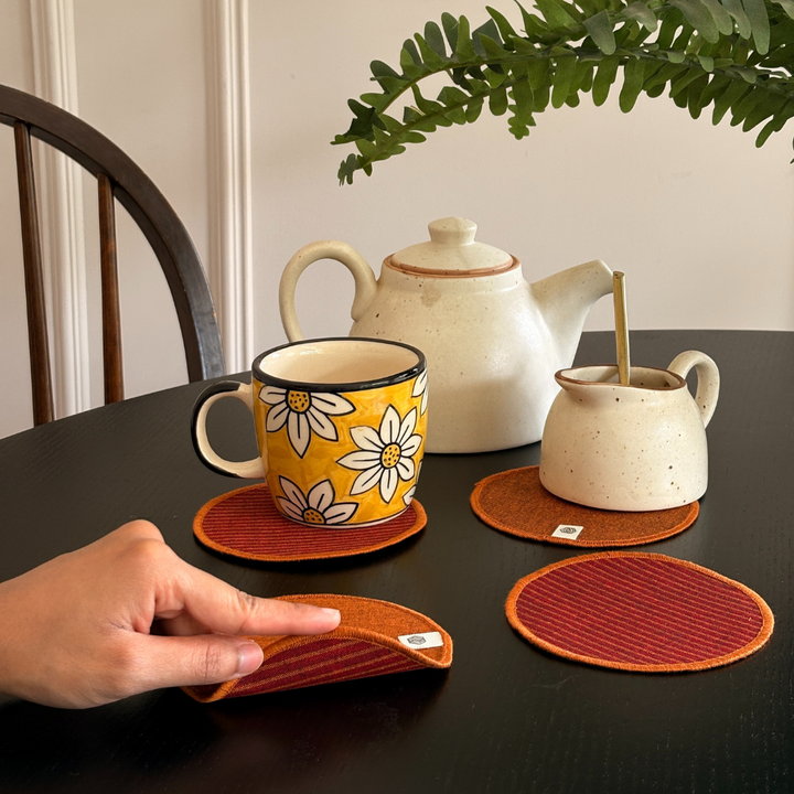 Coasters – Spill-Resistant & Reversible Cotton Coasters for Sustainable ...