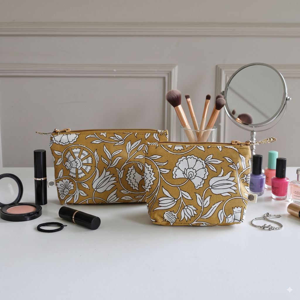 Handy Zip Pouches - Mustard Fields