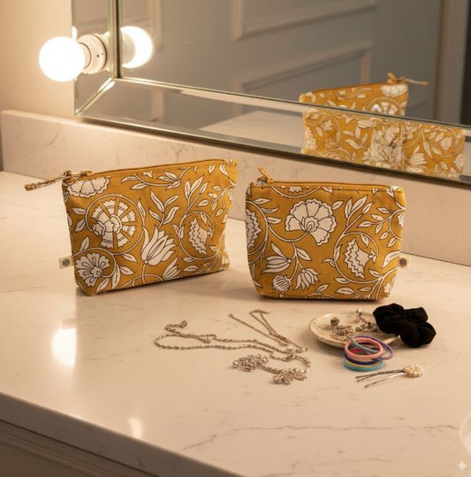 Handy Zip Pouches - Mustard Fields