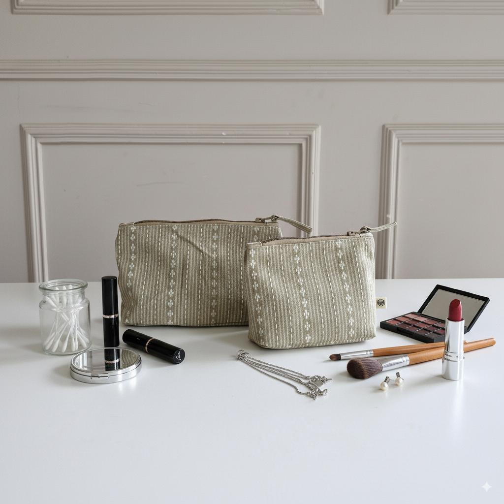 Handy Zip Pouches - Woven Desert Sand