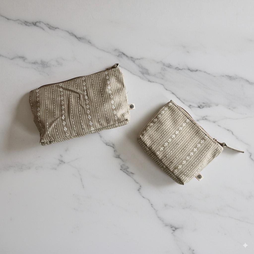 Handy Zip Pouches - Woven Desert Sand
