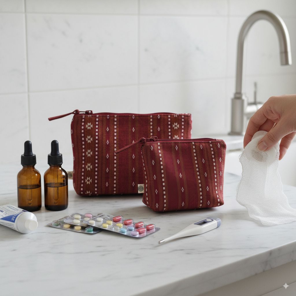 Handy Zip Pouches - Woven Ruby Red