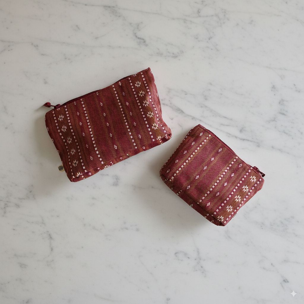 Handy Zip Pouches - Woven Ruby Red