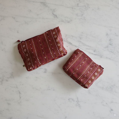 Handy Zip Pouches - Woven Ruby Red