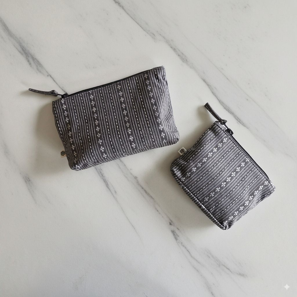 Handy Zip Pouches - Woven Winter Grey