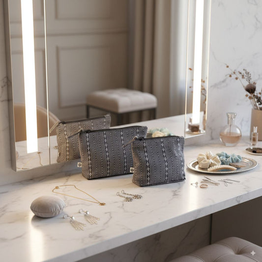Handy Zip Pouches - Woven Winter Grey