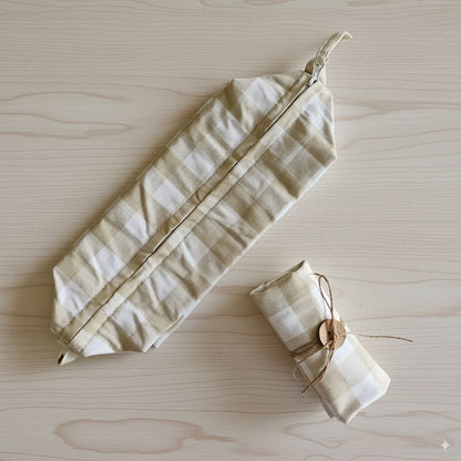 Tuck & Go Pouch - Beige Gingham Checks