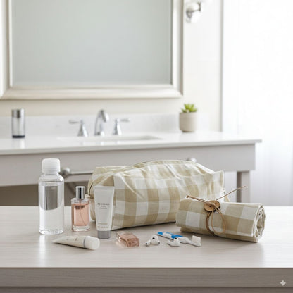 Tuck & Go Pouch - Beige Gingham Checks