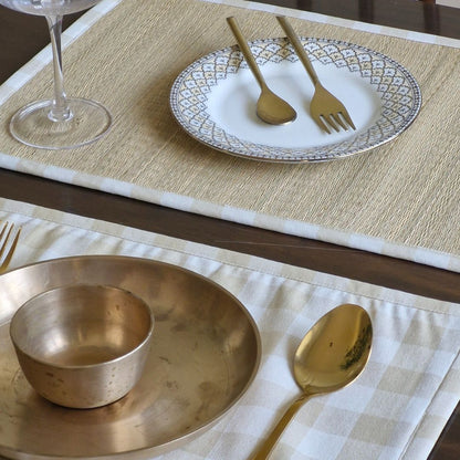 Beige Gingham Checks Hybrid Placemats