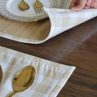 Beige Gingham Checks Hybrid Placemats
