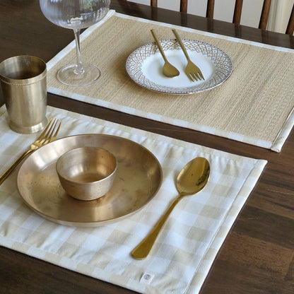 Beige Gingham Checks Hybrid Placemats
