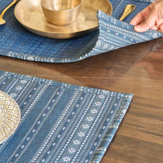 Woven Aegean Blue Hybrid Placemats Rectangle (12" x 17") Aegean Blue