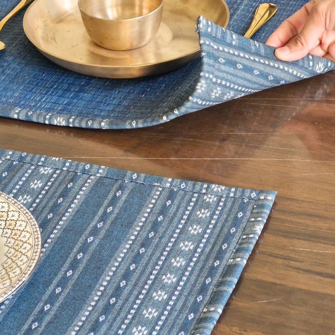 Woven Aegean Blue Hybrid Placemats