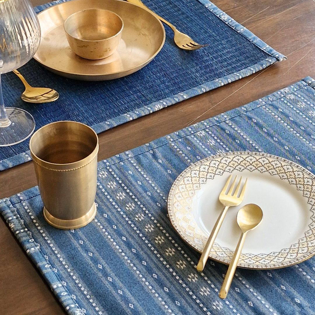 Woven Aegean Blue Hybrid Placemats