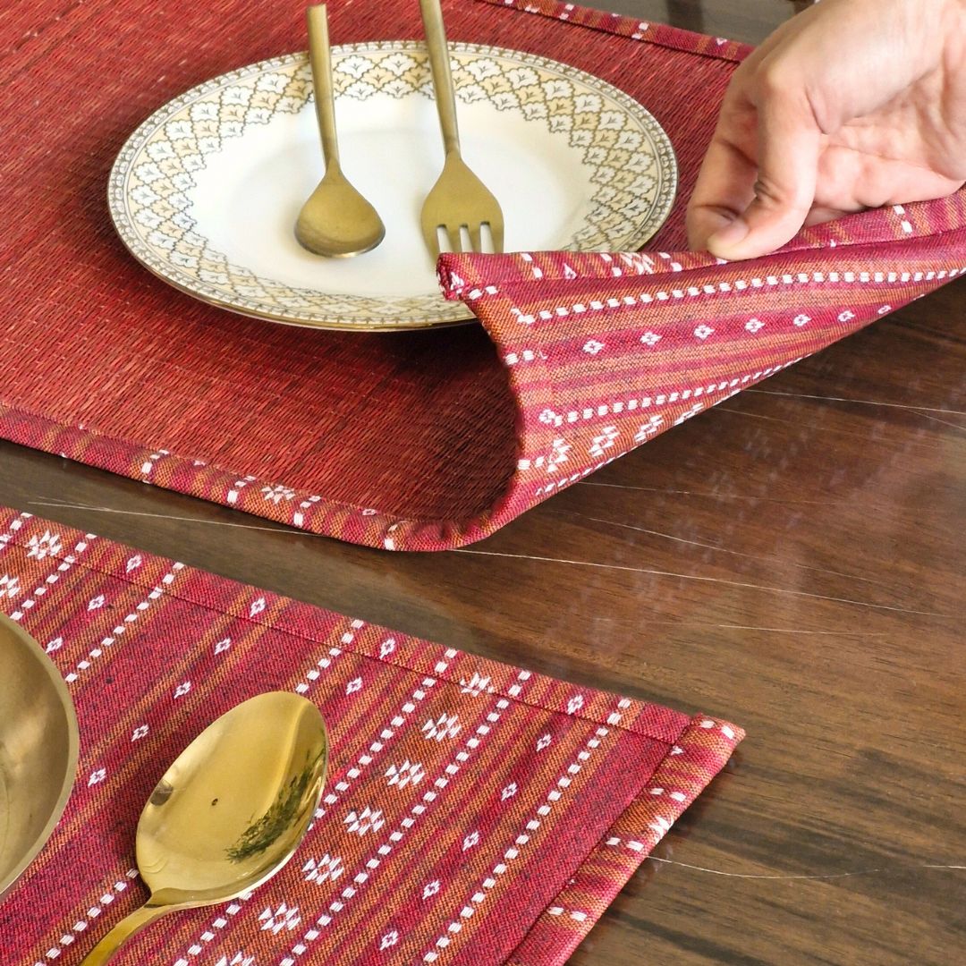 Woven Ruby Red Hybrid Placemats