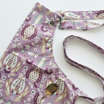Spill-Resistant, 3-pocket, Cotton Apron - Rosewater & Chestnut