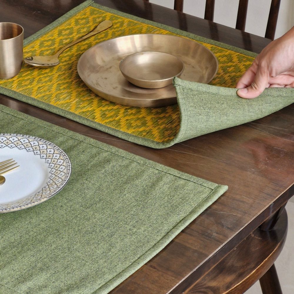 Woven Moss Green Hybrid Placemats